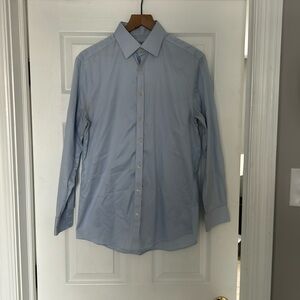 Charles Tyrwhitt extra slim fit button down in micro checker blue 15.5x33in